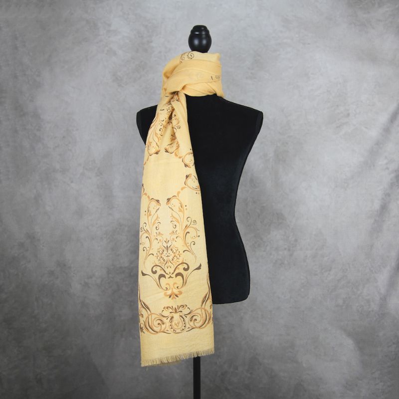 Zimný šál z Merino vlny so vzorom ORNAMENT ORANGE