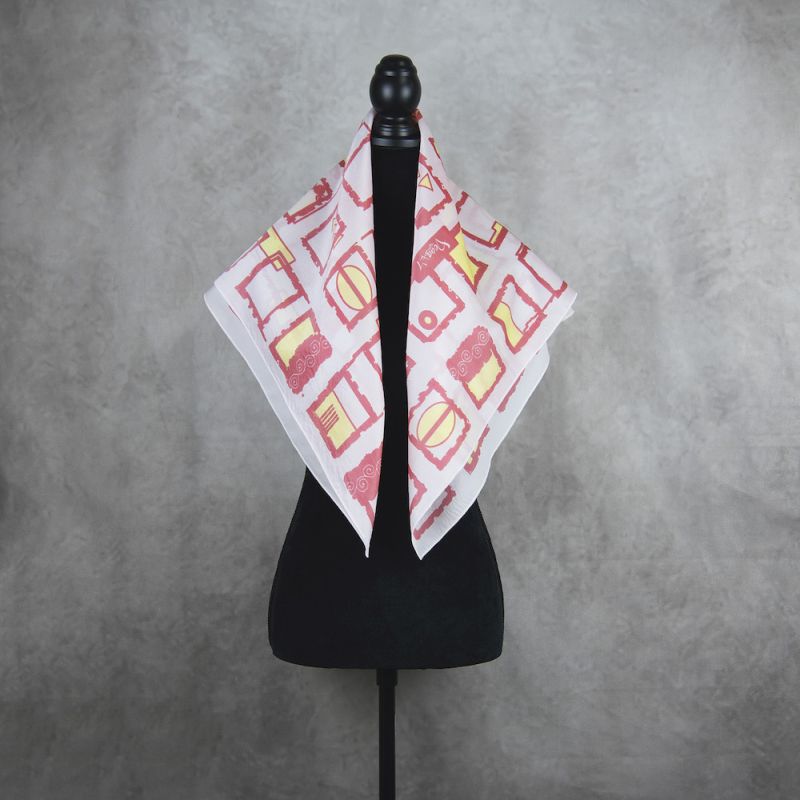 Hodvábna šatka ČERVENÉ ŠTVORCE, 85 x 85cm