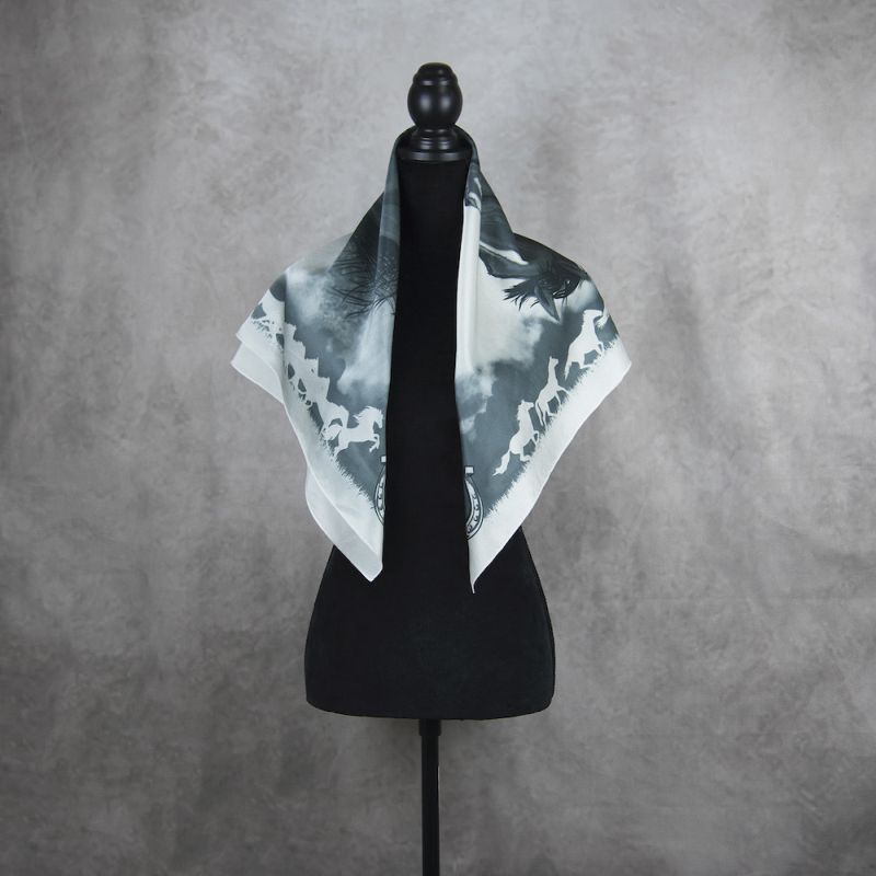 Hodvábna šatka TMAVO ŠEDÝ KÔŇ, 85 x 85cm