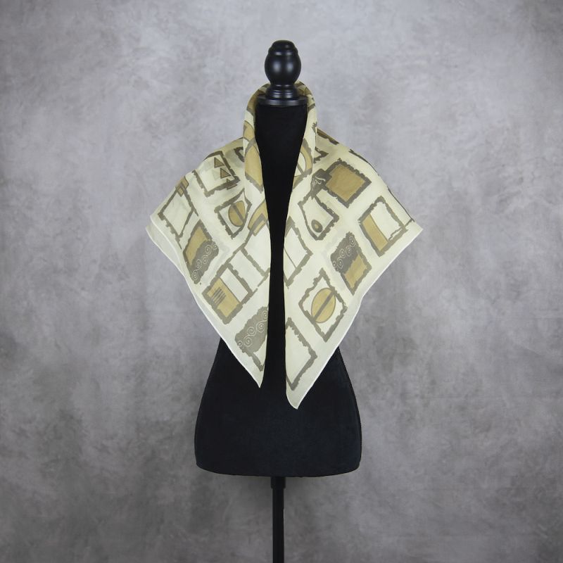 Hodvábna šatka KHAKI ŠTVORCE, 85 x 85cm