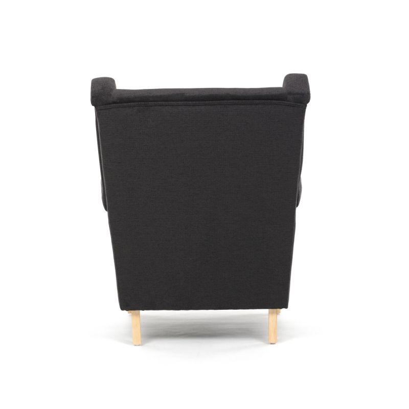 Elegantné kreslo ušiak, čierna látka