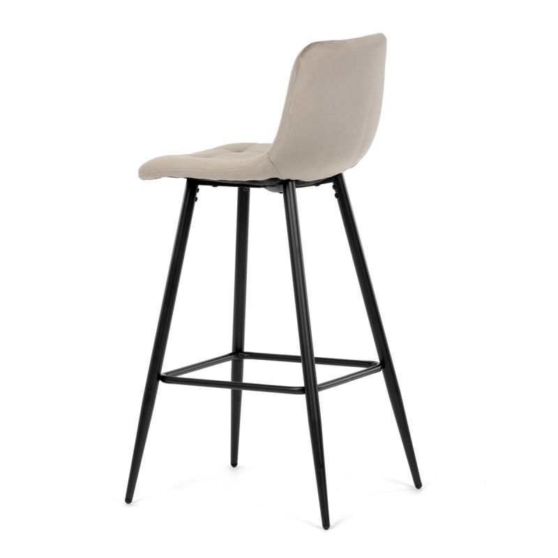 Barová stolička cappuccino látka, štvornohá kovová podnož