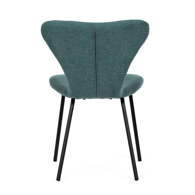 Moderná stolička do jedálne, modrá látka, nohy čierne