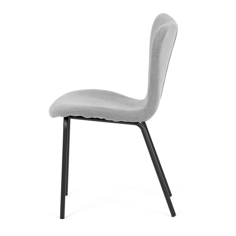 Moderná stolička do jedálne, strieborná látka, nohy čierne