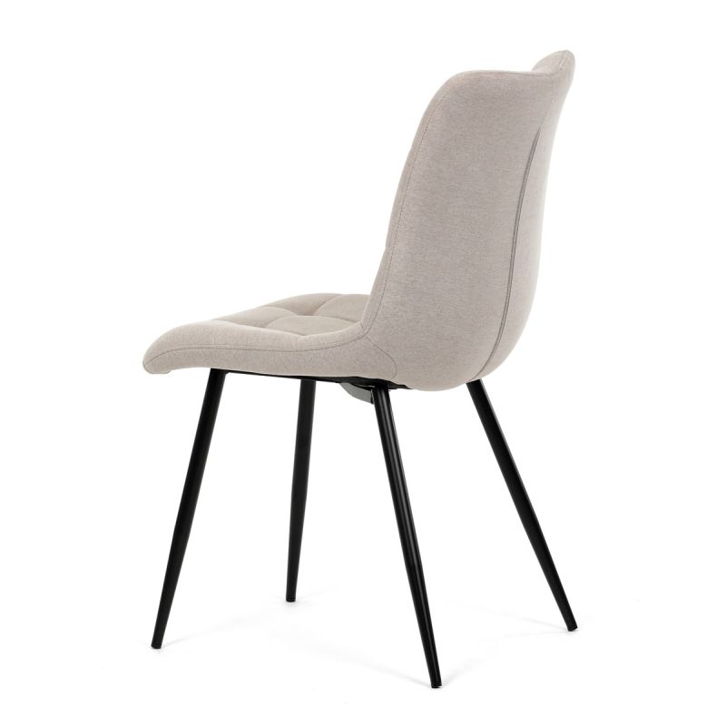 Stolička jedálenská, čalúnená cappucino látkou, čierne kovové nohy