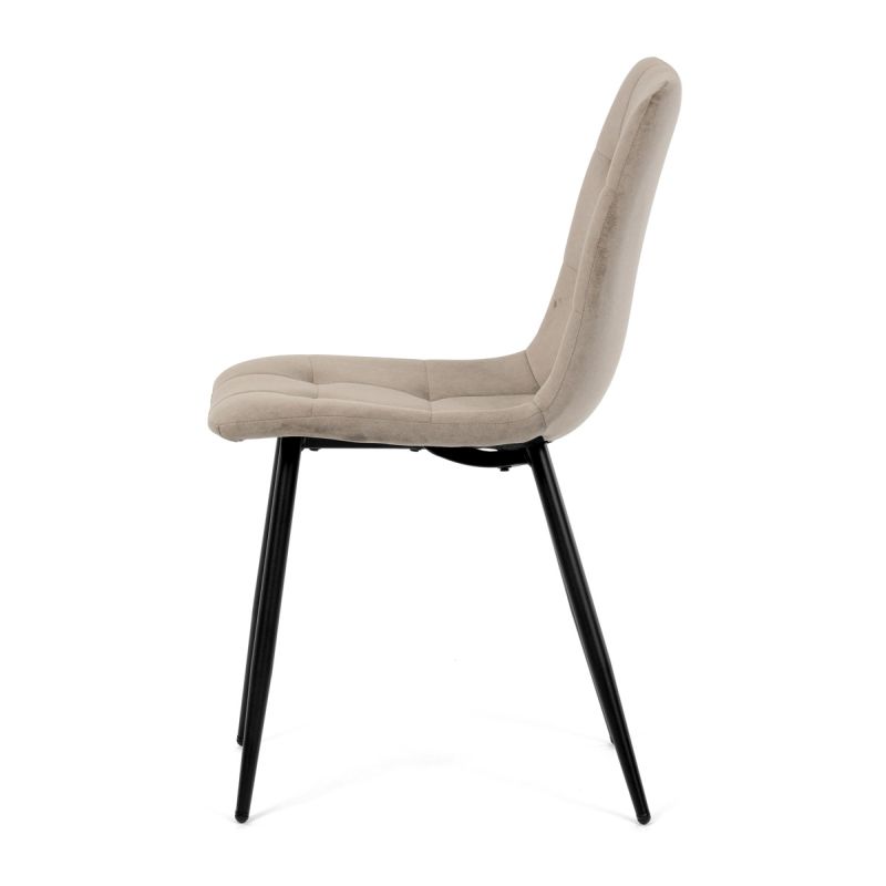 Čalúnená jedálenská stolička, cappucino látka, čierny kov