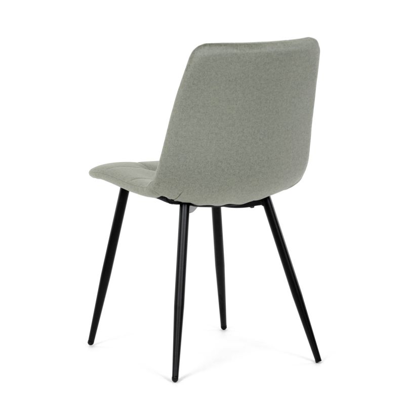 Čalúnená jedálenská stolička, zelená látka, čierny kov