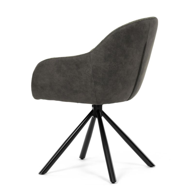 Otočná jedálenská stolička, zelená a tmavo šedá látka