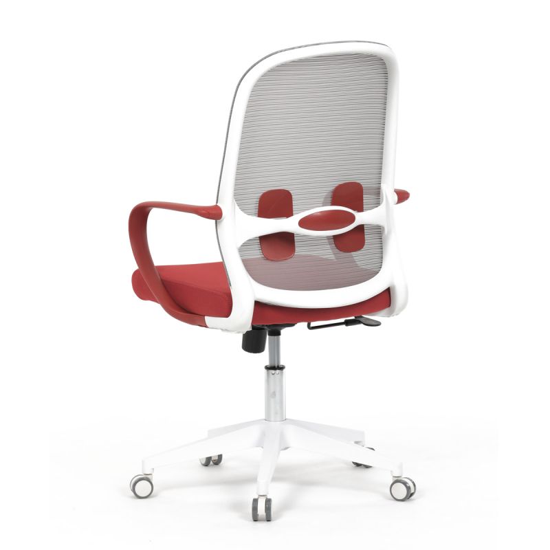 Stolička kancelárska, šedý MESH a červená látka