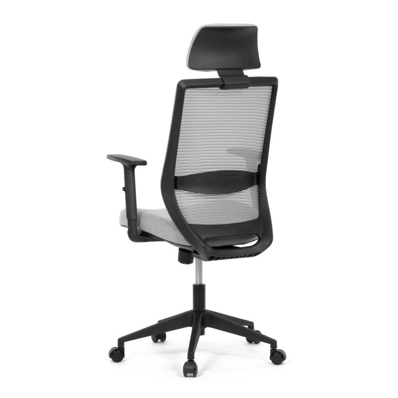 Moderné kancelárske kreslo, sivá MESH sieťovina, sivá látka