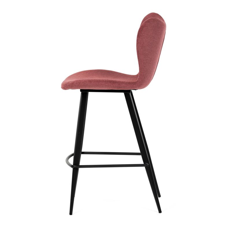 Stolička barová, červená látka, čierna podnož