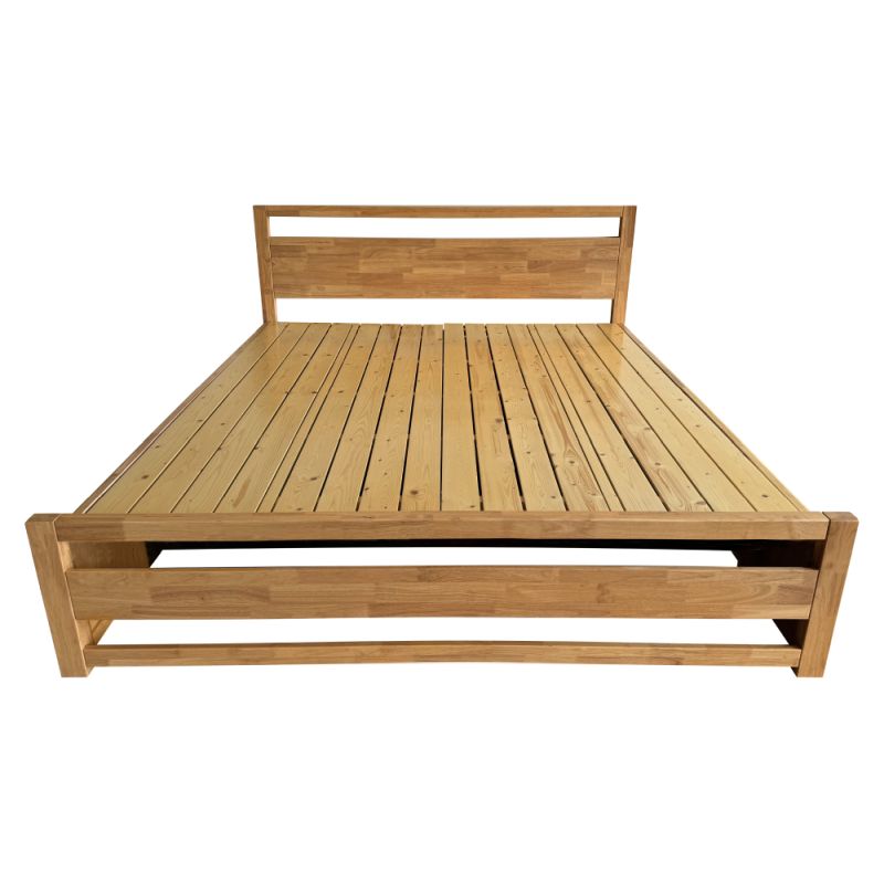 Manželská posteľ, 180x200, masívne drevo, prírodná, 2 šuplíky