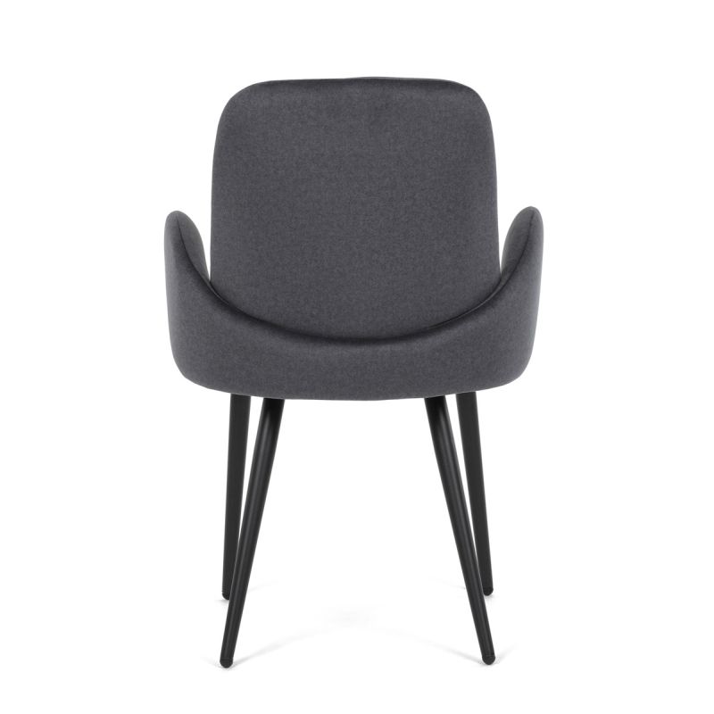 Stolička jedálenská, šedá látka, čierne kovové nohy