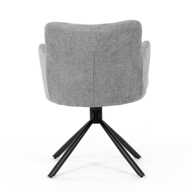 Jedálenská stolička čalúnená sivou látkou, otočný mechanizmus
