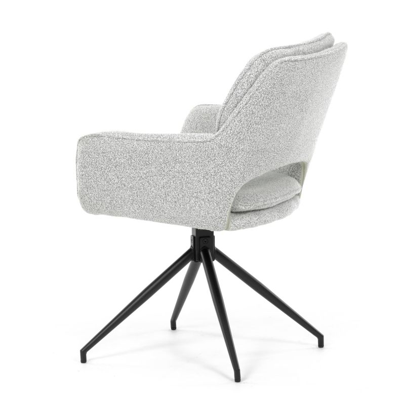 Jedálenská stolička čalúnená krémovou látkou, otočný mechanizmus