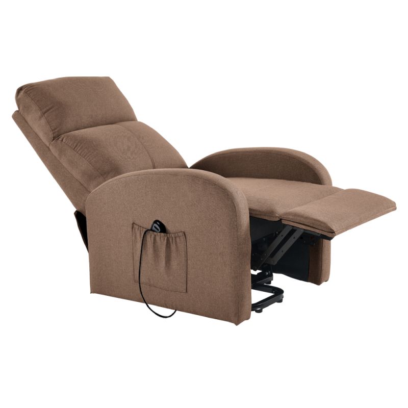 Pohodlné elektrické relaxačné polohovacie kreslo s podnožou svetlohnedé