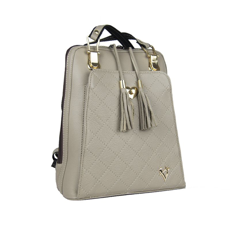 Luxusný kožený ruksak z pravej hovädzej kože 8668 v khaki farbe