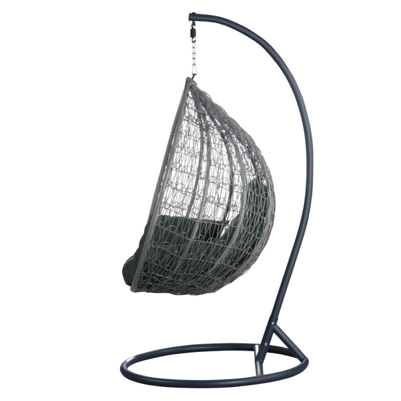 Závesné kreslo s elegantným dizajnom, sivé