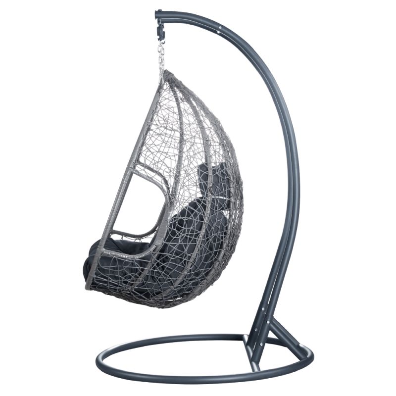 Závesné dvojkreslo s elegantným dizajnom, sivé