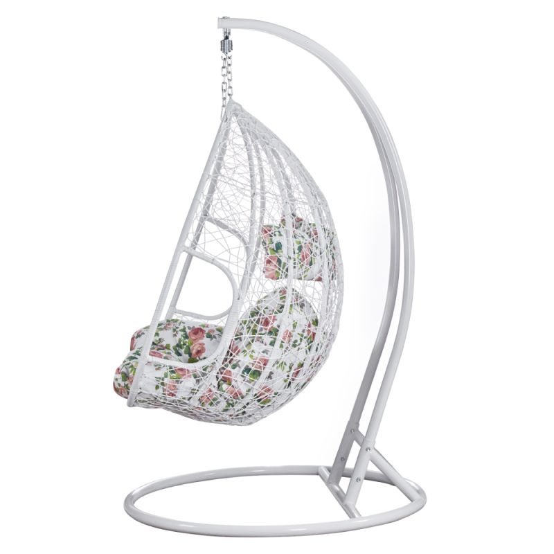 Závesné dvojkreslo s elegantným dizajnom, biele