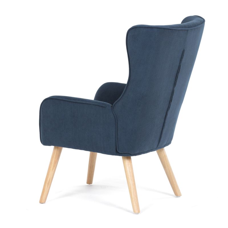 Moderné elegantné kreslo, poťah modrá menčestrová látka