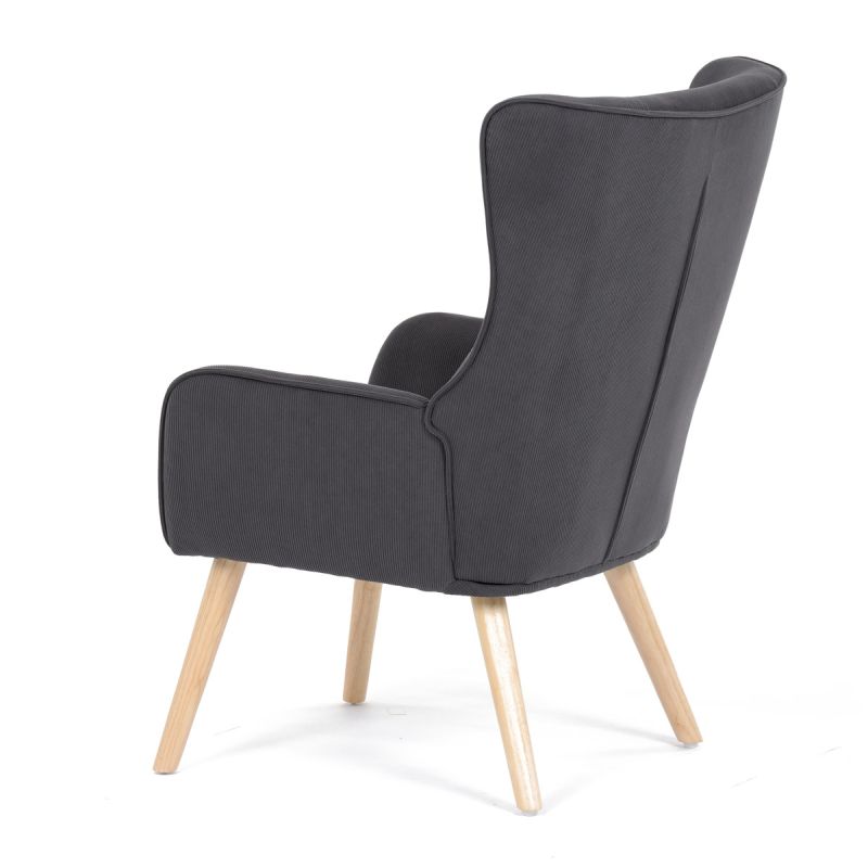 Moderné elegantné kreslo, poťah sivá menčestrová látka