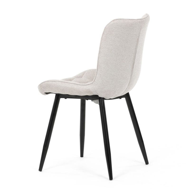 Stolička jedálenská, čalúnená béžovou látkou, čierne nohy