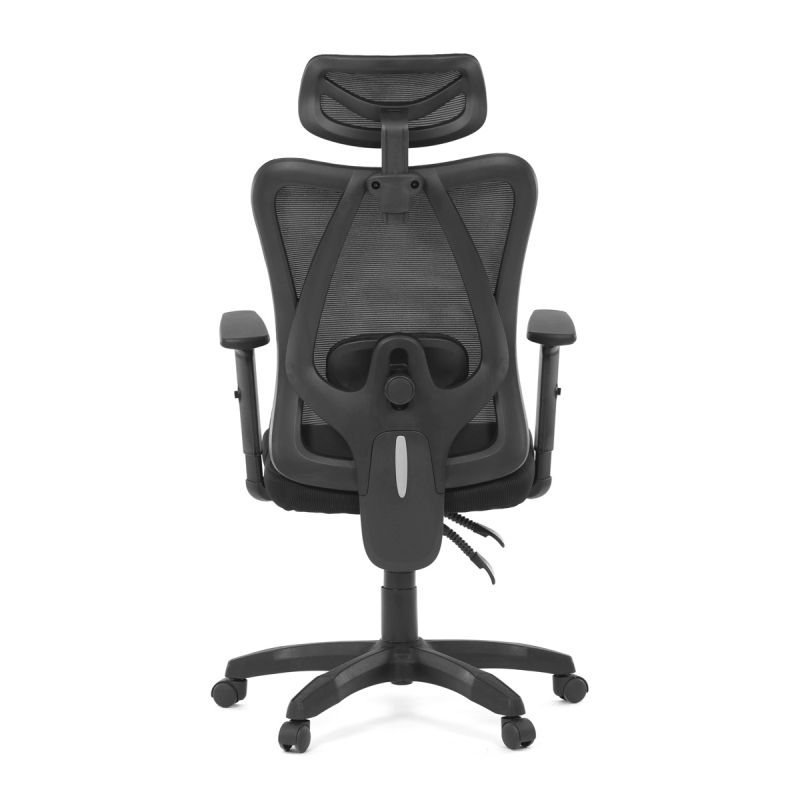 Moderná kancelárska stolička v čiernom sieťovanom dizajne