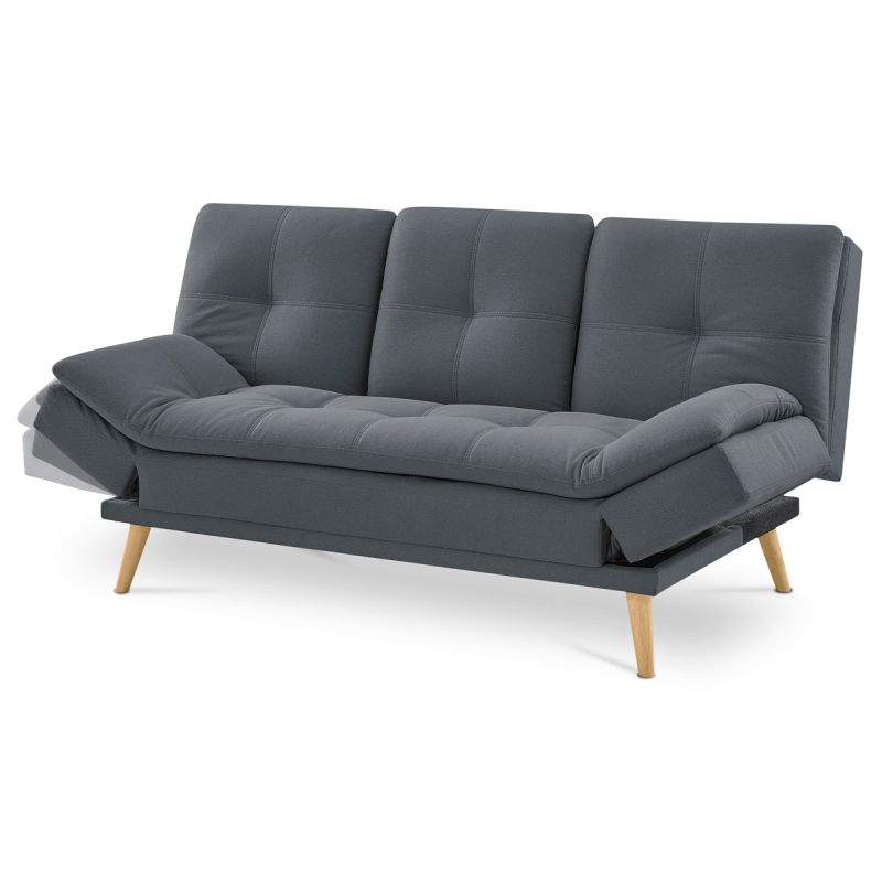 Rozkladacia pohovka 3-miestna, poťah tmavo sivá látka