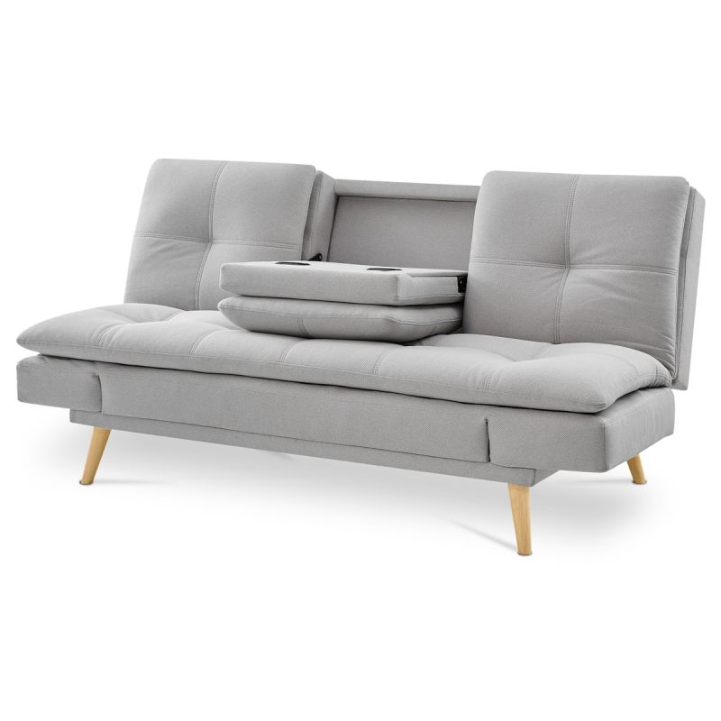 Rozkladacia pohovka 3-miestna, poťah svetlo sivá látka