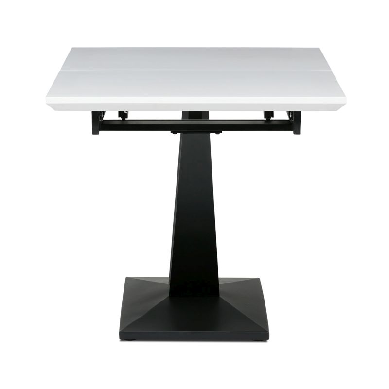 Dizajnový rozkladací stôl jedálenský, 140 + 40x85, biela matná MDF doska