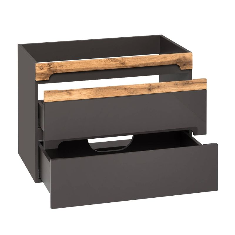 Kúpeľňová skrinka 824 sivý vysoký lesk/dub wotan