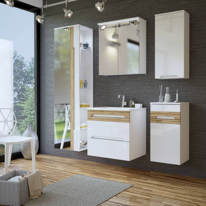 Kúpeľňová skrinka WHITE 822 biela/biely vysoký lesk