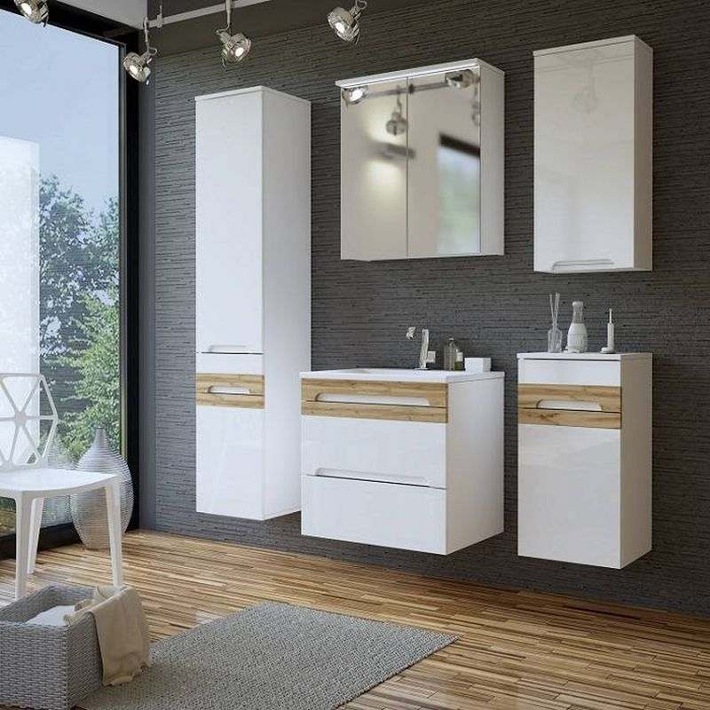 Kúpeľňová skrinka WHITE 830 biela/biely vysoký lesk