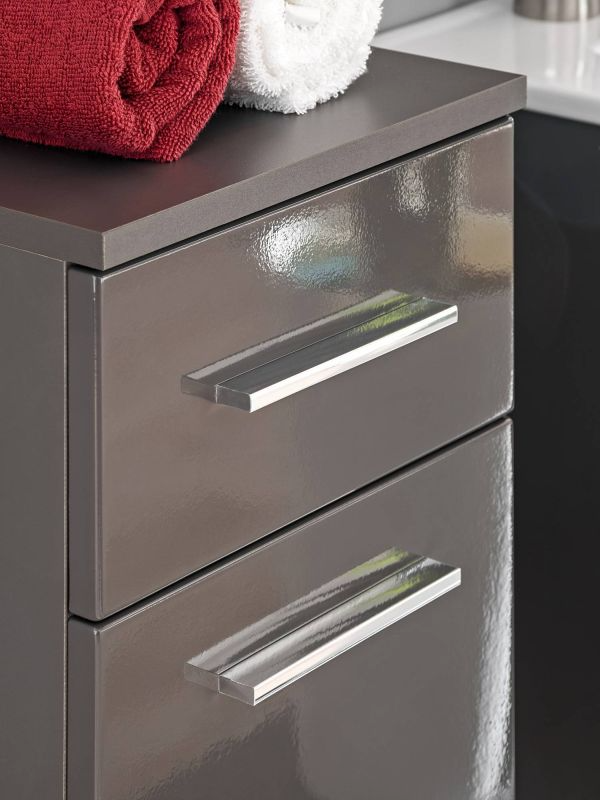 Kúpeľňová skrinka 810 sivá/sivý lesk