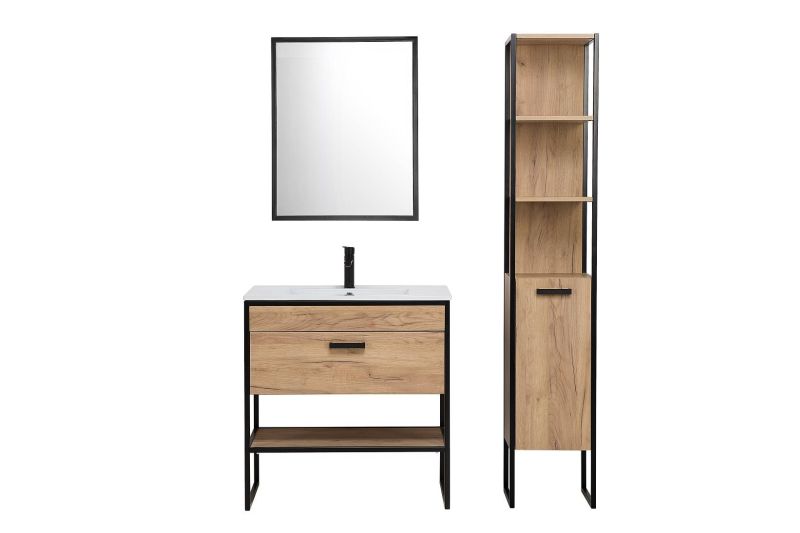 Skrinka do kúpeľne 825 dub craft zlatý/čierny mat