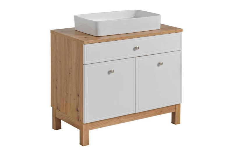 Skrinka do kúpeľne 852 dub artisan/biely mat