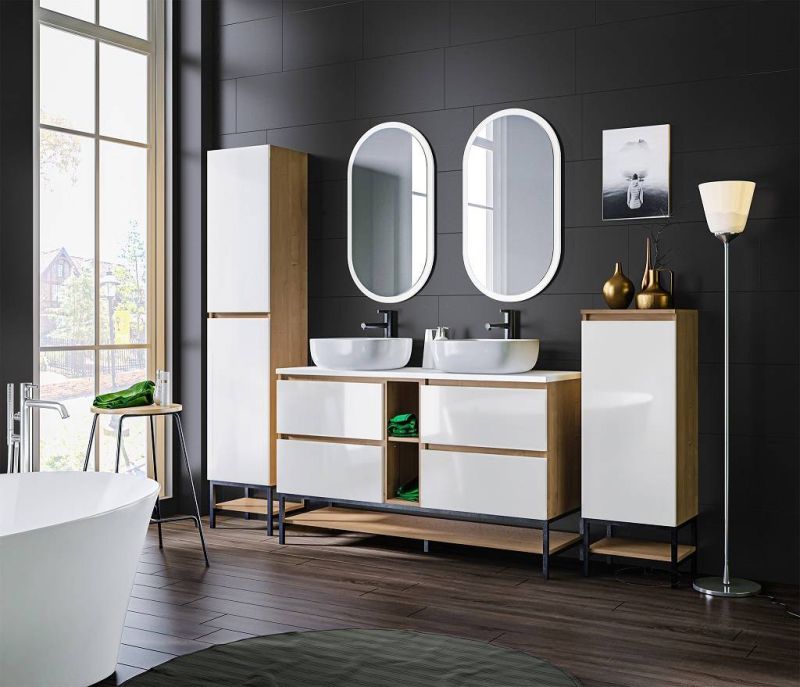 Skrinka do kúpeľne 821 Dub/biela