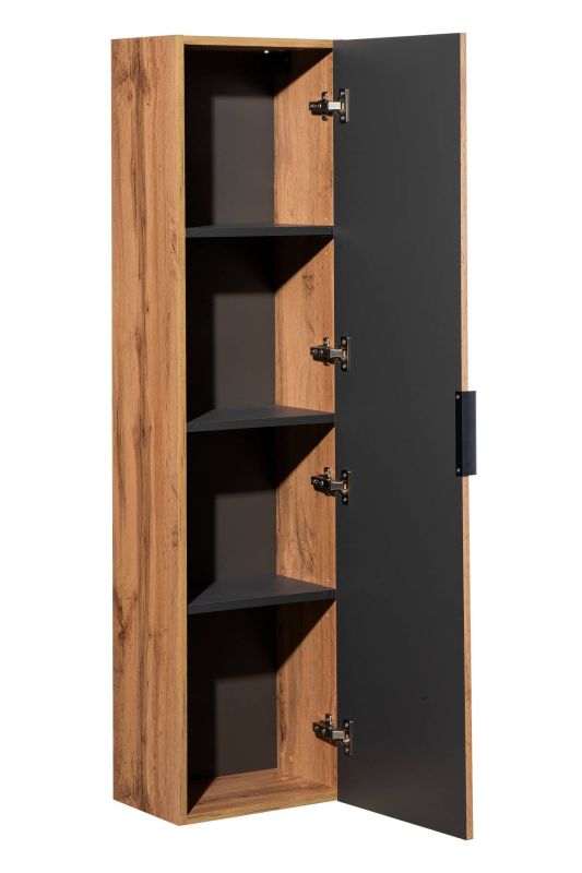 Skrinka do kúpeľne 80-01-D-1D, dub wotan-čierna