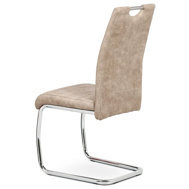 Stolička čalúnená príjemnou krémovou látkou imitujúcou brúsenú kožu