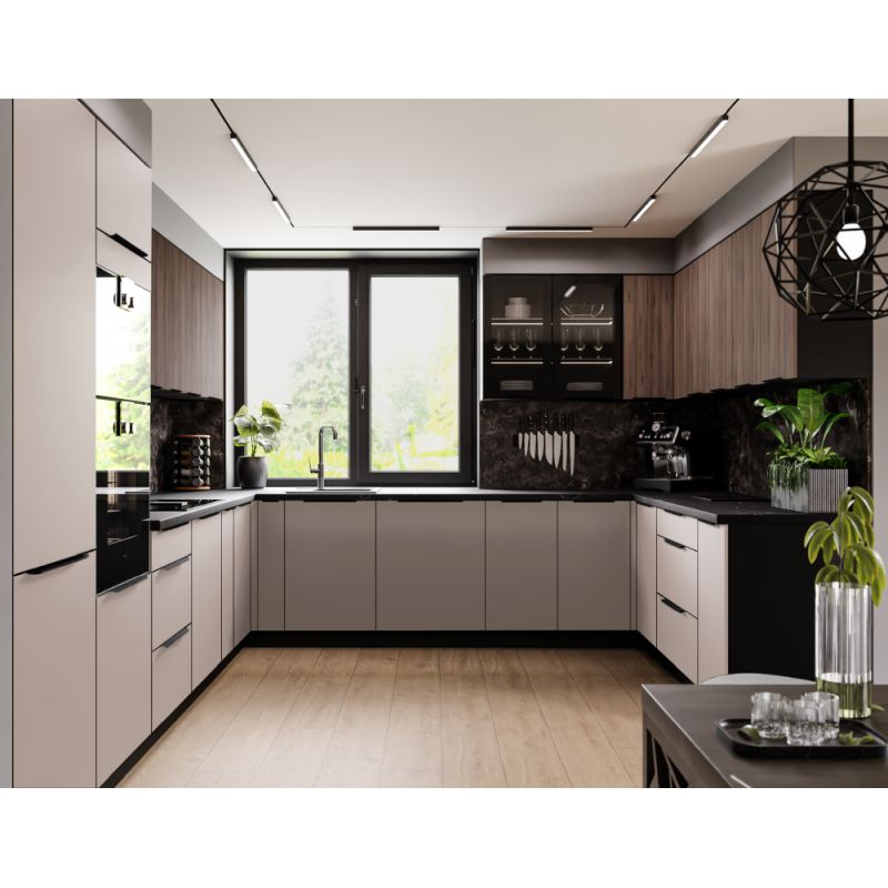 Dvierka na umývačku riadu, orech okapi-čierna, ZM 570x446