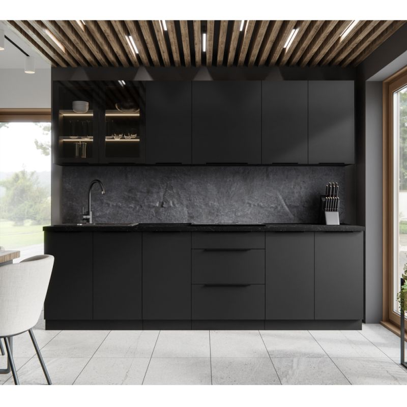 Spodná rohová skrinka, čierna, 90x90 DN 2F BB, 2x dvierka