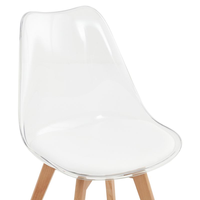 Plastová stolička transparentná, akryl-ekokoža-buk
