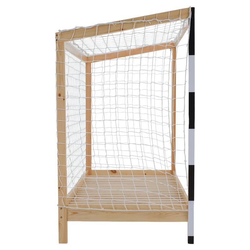 Montessori posteľ v tvare futbalovej brány 90x200, prírodná-biela-čierna