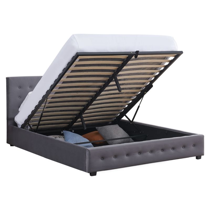 Posteľ s úložným priestorom v sivom odtieni, 160x200