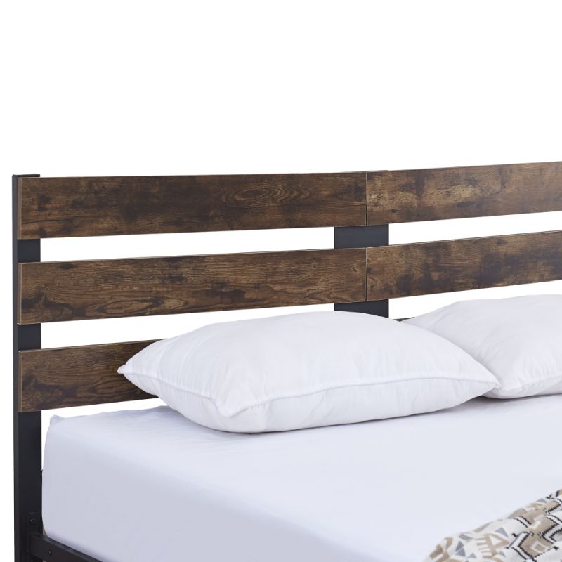Manželská posteľ s roštom, dub rustikal-kov, 180x200