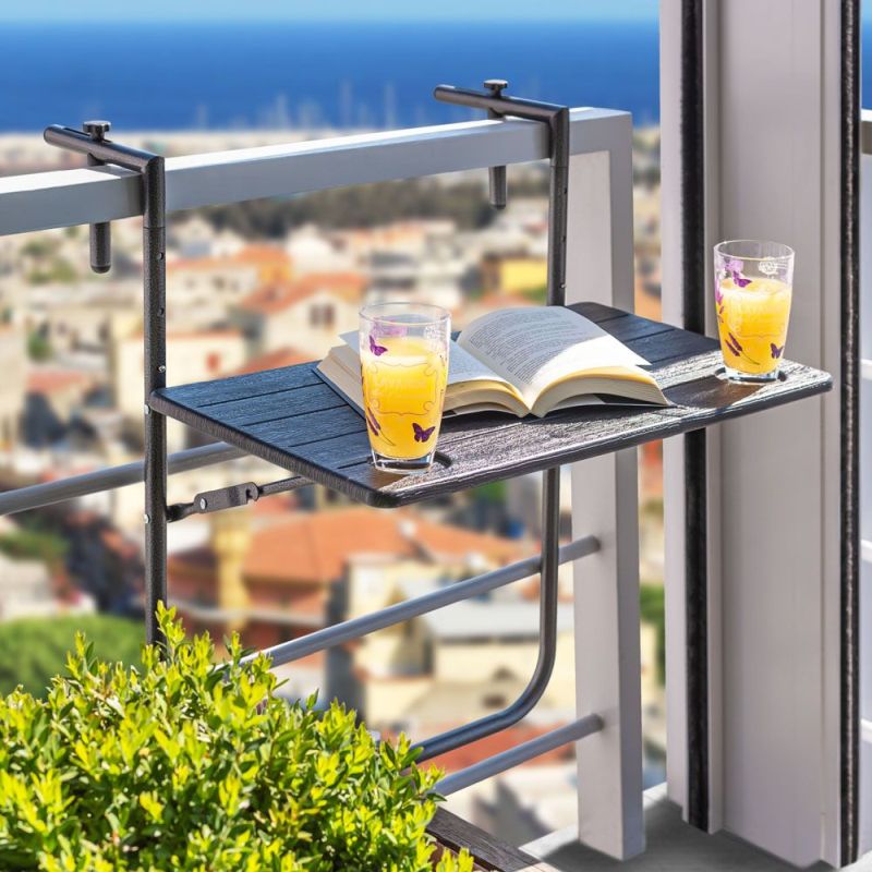 Skladací balkónový stolík, čierny
