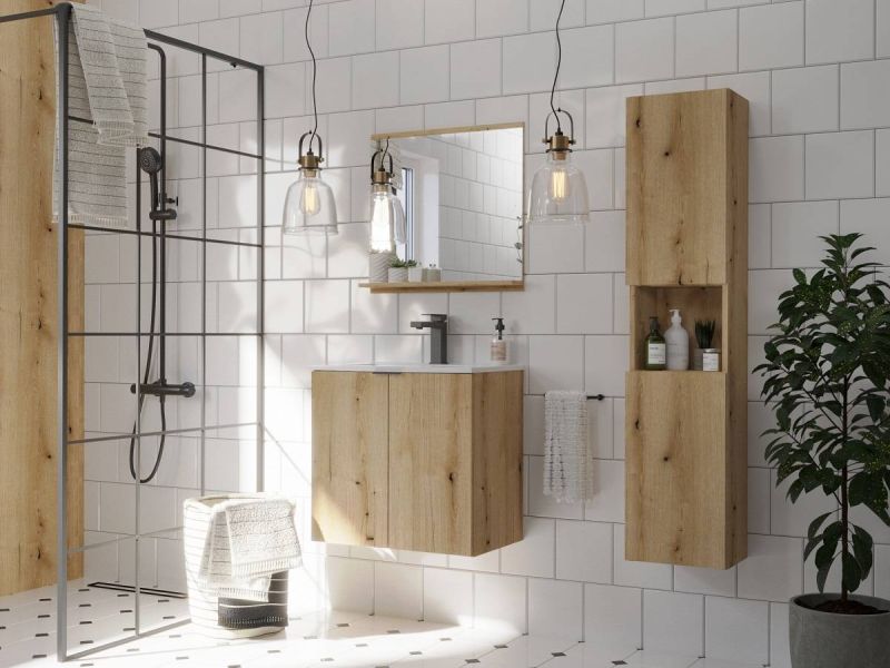 Skrinka do kúpeľne 82-80-2S, Dub coast evoke, 2x zásuvka