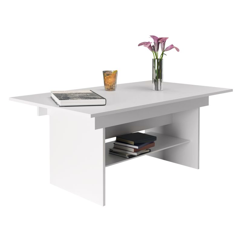 Jedálenský-konferenčný rozkladací stôl, biela, 120-160