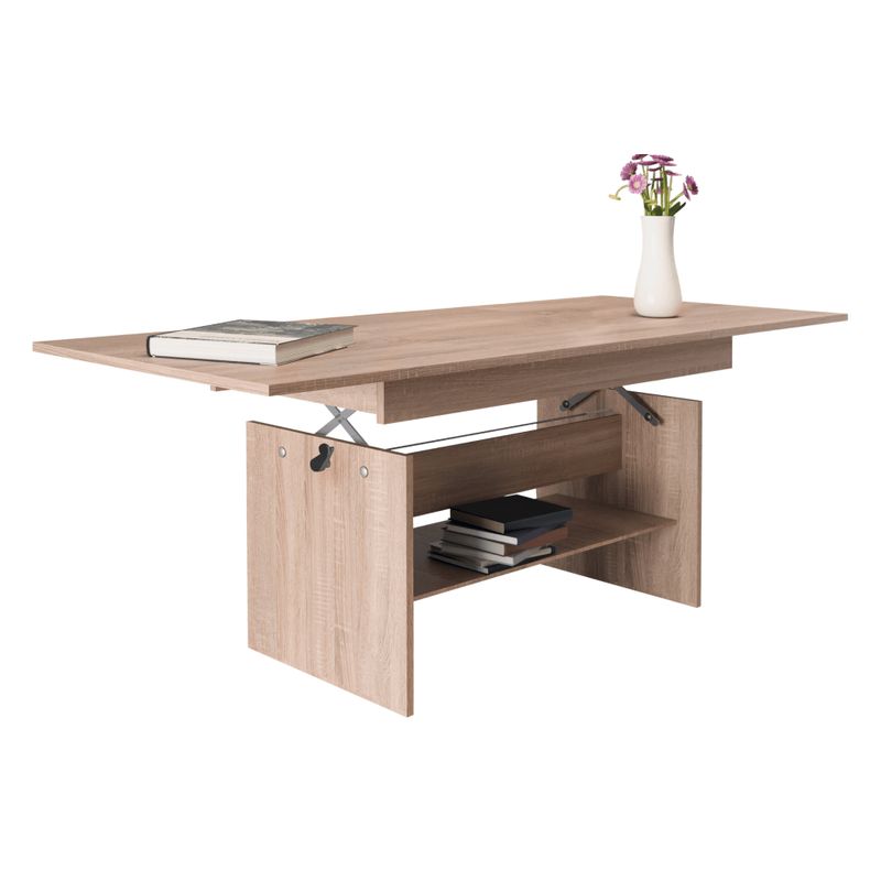 Jedálenský-konferenčný rozkladací stôl, dub sonoma, 120-160